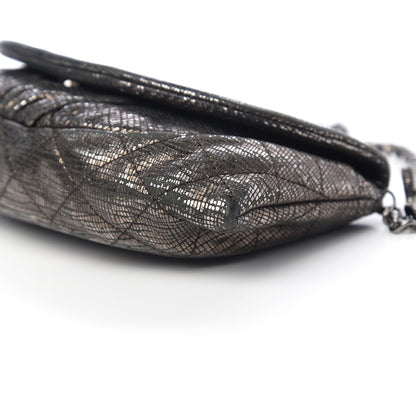 Chanel Iridescent Stamped Calfskin Half Moon Wallet On Chain WOC Silver 13 of 16
