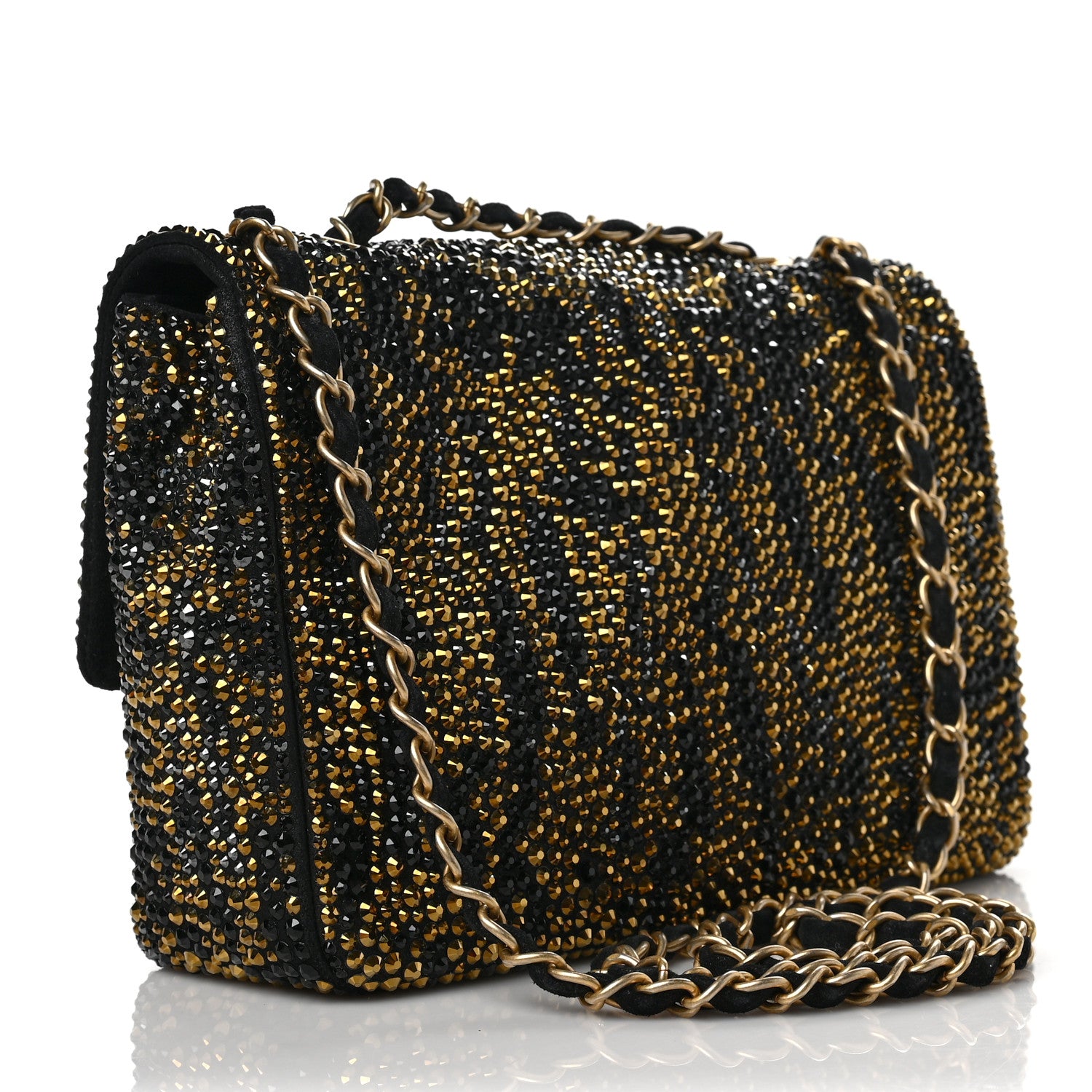 Chanel Suede Crystal Medium Flap Black Multicolor 3 of 8