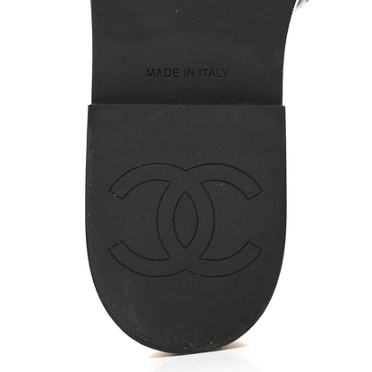 Chanel Lambskin Quilted CC Wedge Sandals 38 Black 8 of 10