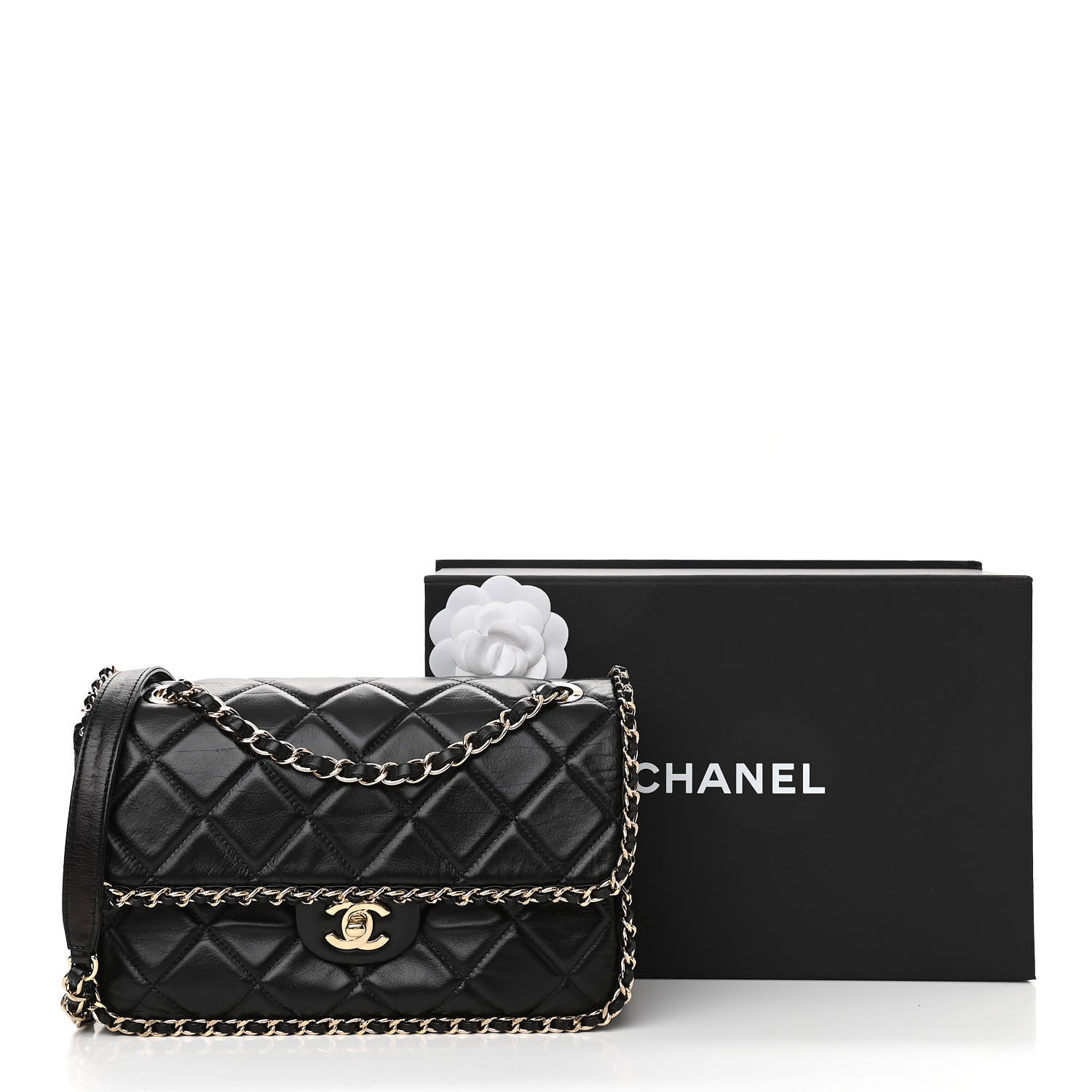 Chanel Crumpled Calfskin Quilted Large Chain All Over Flap Bag Black 12 of 12