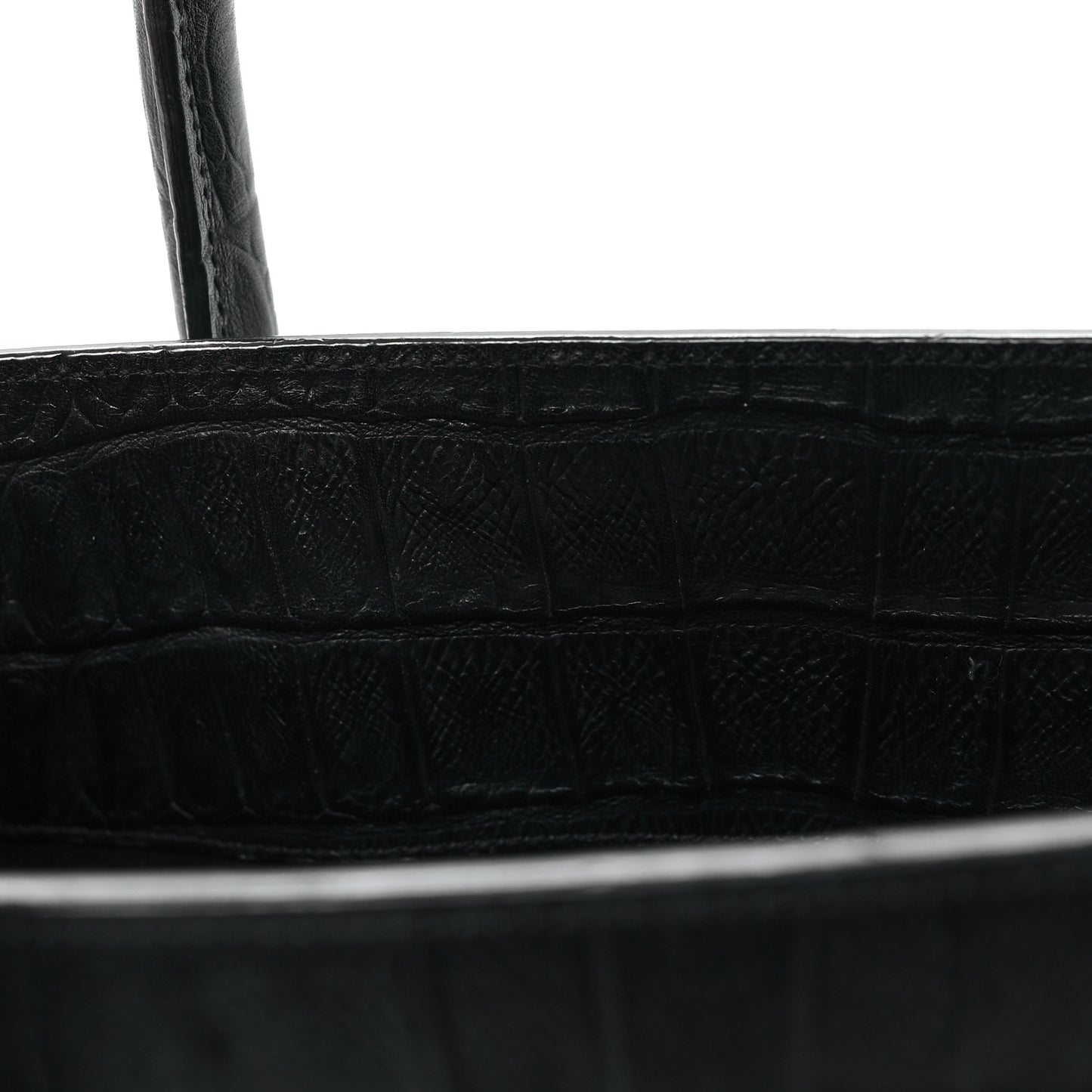 Calfskin Crocodile Embossed Large Sac De Jour Carryall Black