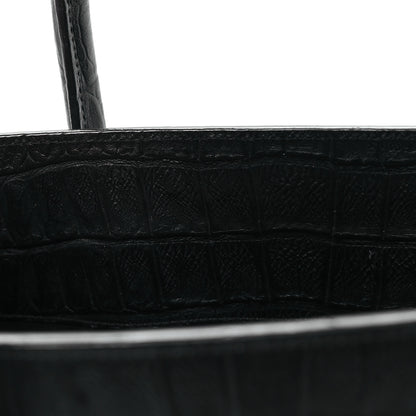Saint Laurent Calfskin Crocodile Embossed Large Sac De Jour Carryall Black 13 of 13