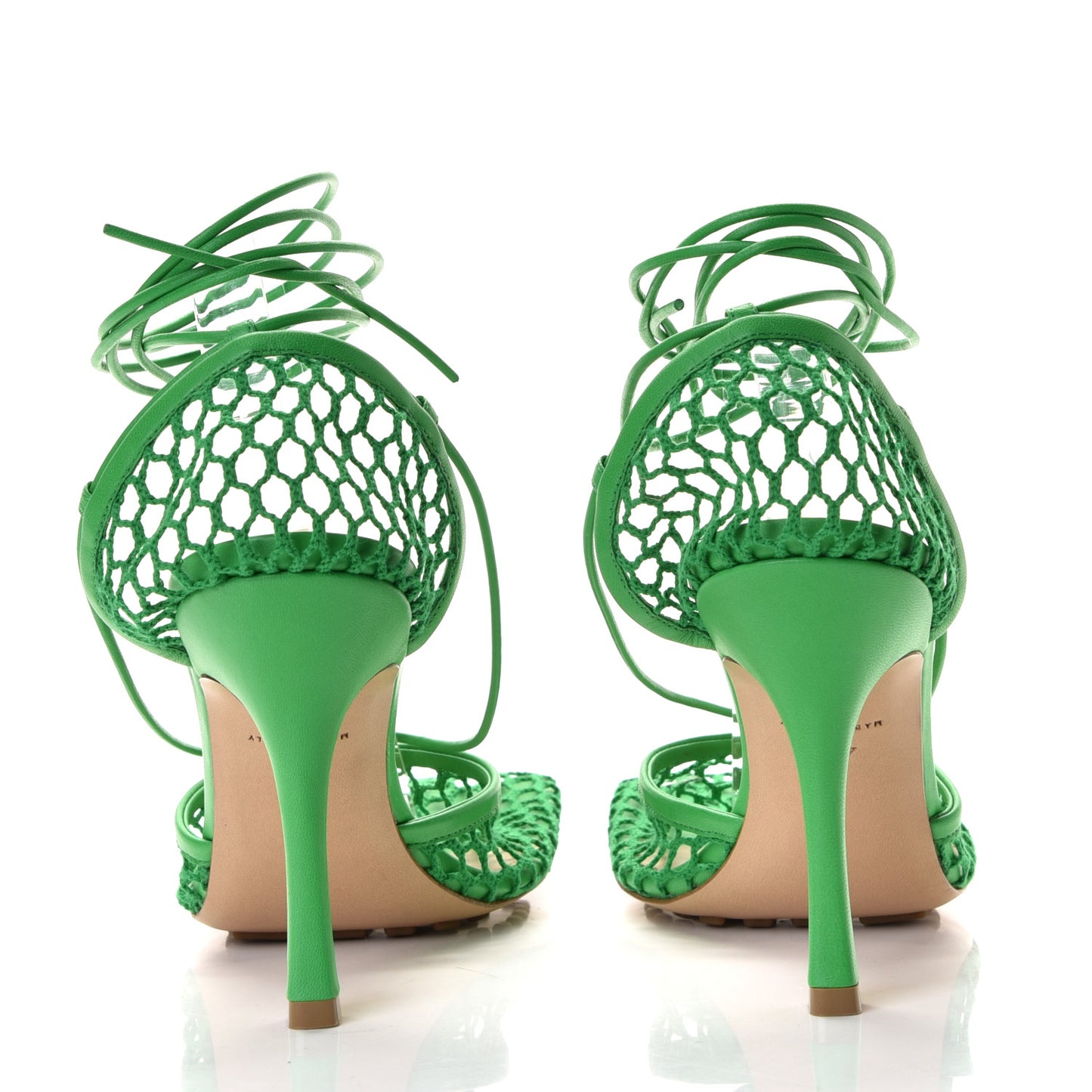 Mesh Nappa Stretch Ankle Tie 90mm Sandals 40.5 Grass