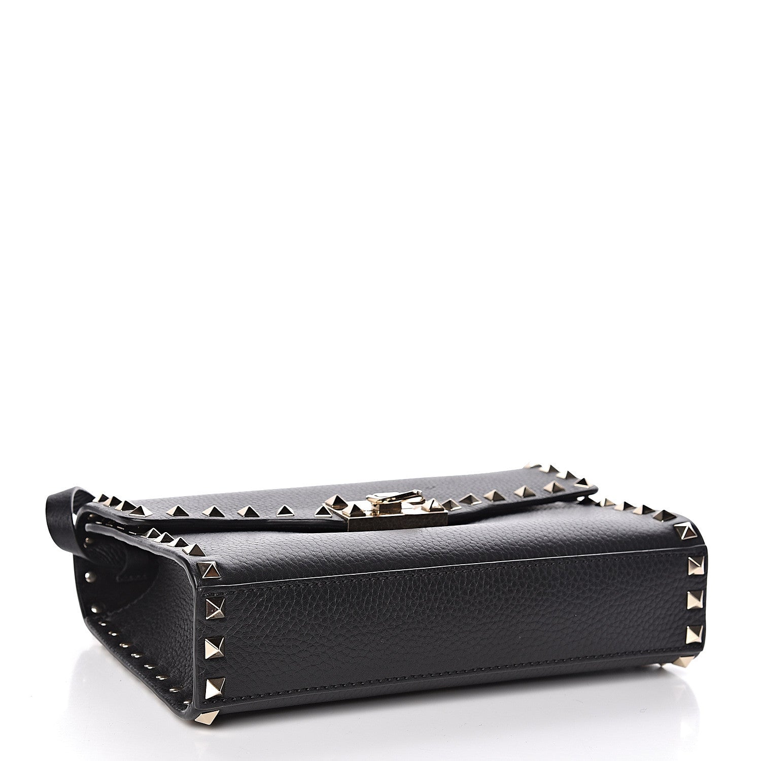 Valentino Garavani Pebbled Calfskin Medium Rockstud Flip Lock Crossbody Bag Black 4 of 9