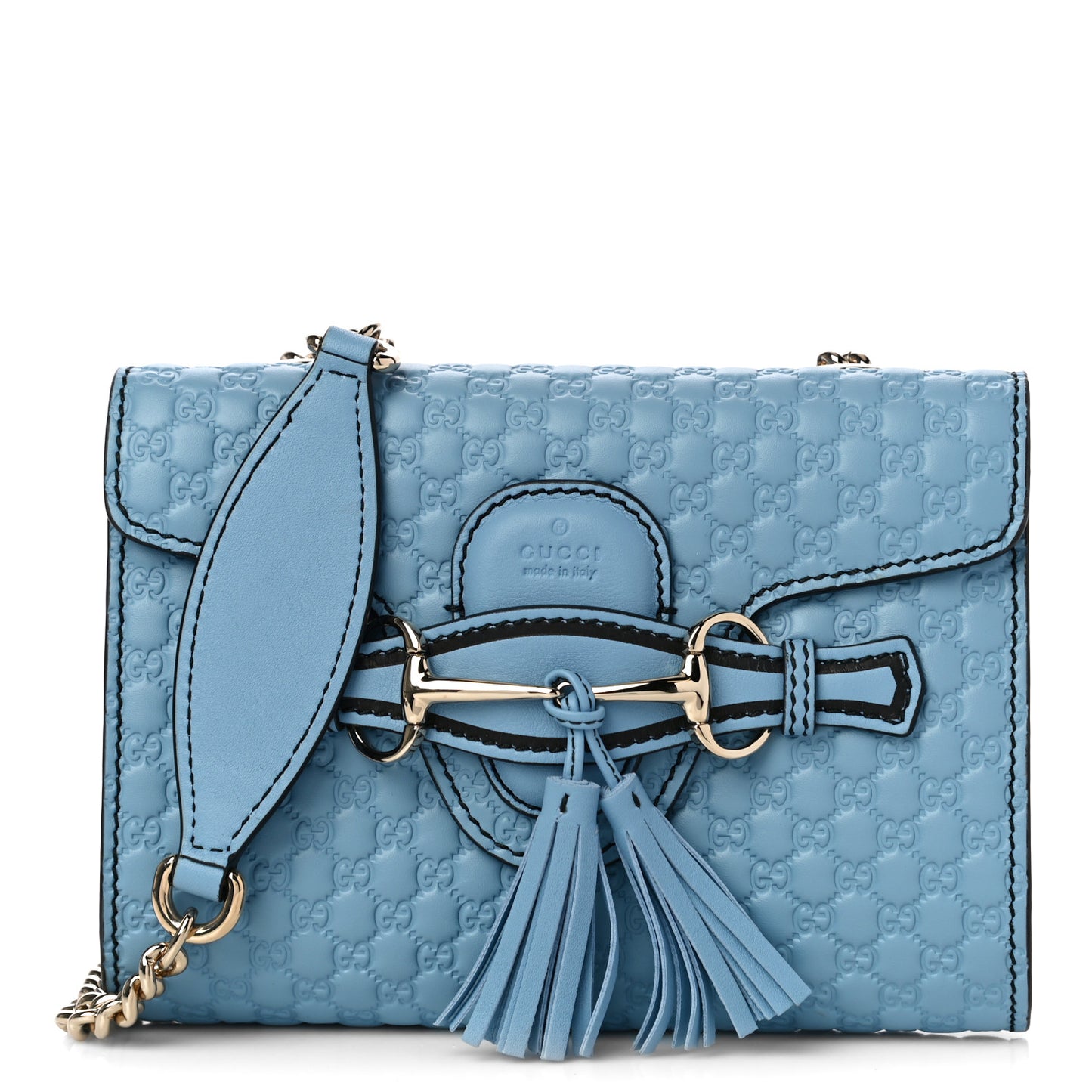 Soft Microguccissima Mini Emily Chain Shoulder Bag Mineral Blue