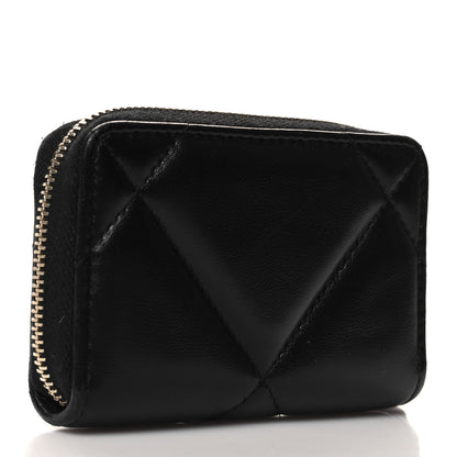 Chanel Lambskin Quilted Chanel 19 Zip Around Coin Purse Wallet Black 3 of 8