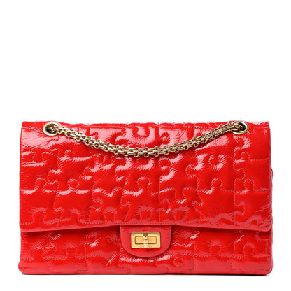 Chanel Crackled Patent Calfskin Puzzle Reissue 226 Flap Red 1 of 10