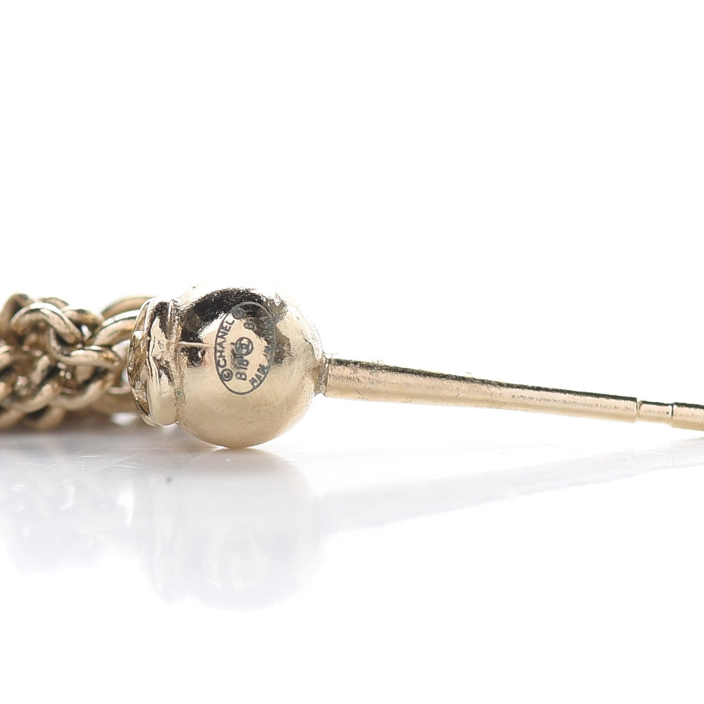 Pearl CC Charm Drop Earrings Gold