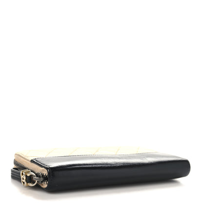 Chanel Aged Calfskin Quilted Large Gabrielle Zip Around Wallet Beige Black 4 of 12