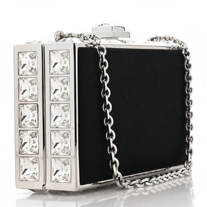 Judith Leiber Crystal Trim Satin Evening Bag Clutch Black 4 of 11