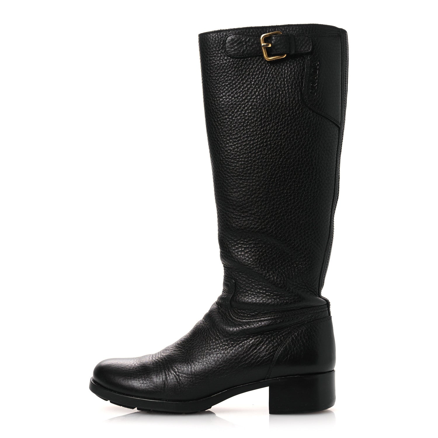 Prada Vitello Daino Riding Boots 38 Black 1 of 15