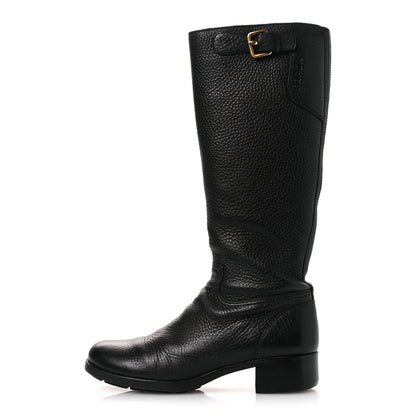 Prada Vitello Daino Riding Boots 38 Black 1 of 15