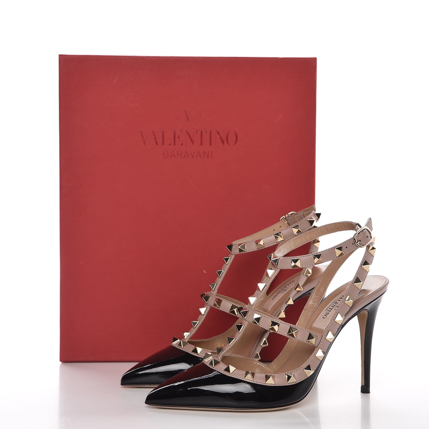 Valentino Garavani Patent Nappa Rockstud Ankle Strap 100mm Pumps 35.5 Black Poudre 8 of 8