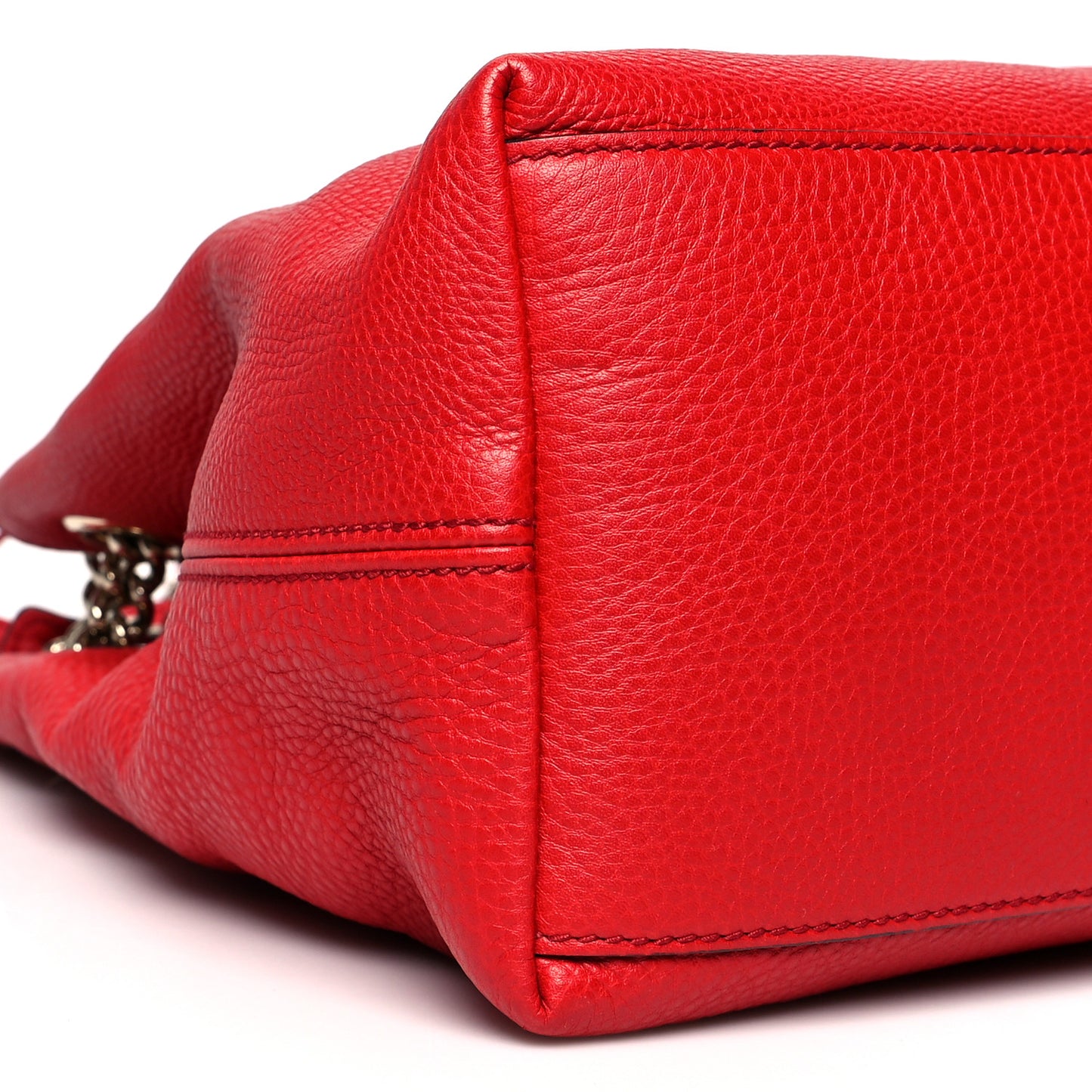 Pebbled Calfskin Medium Soho Chain Shoulder Bag Tabasco Red