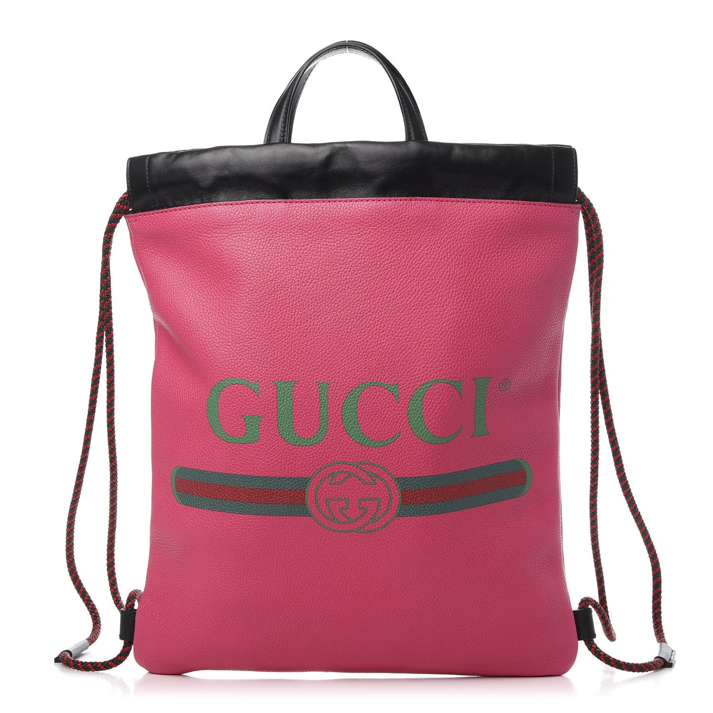 Grained Calfskin Logo Drawstring Backpack Box Pink Green Black