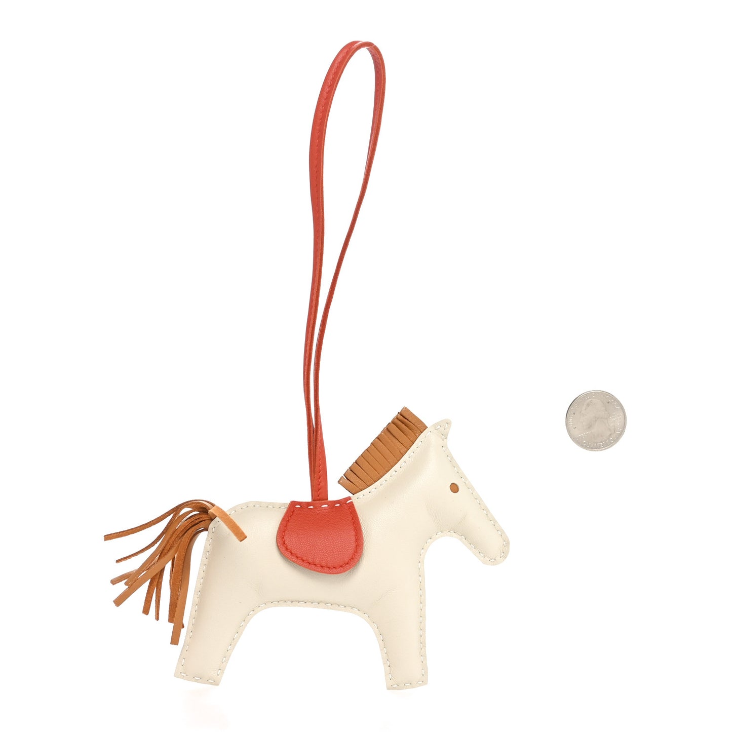 Milo Lambskin Grigri Rodeo Horse Bag Charm MM Craie Sesame Cornaline
