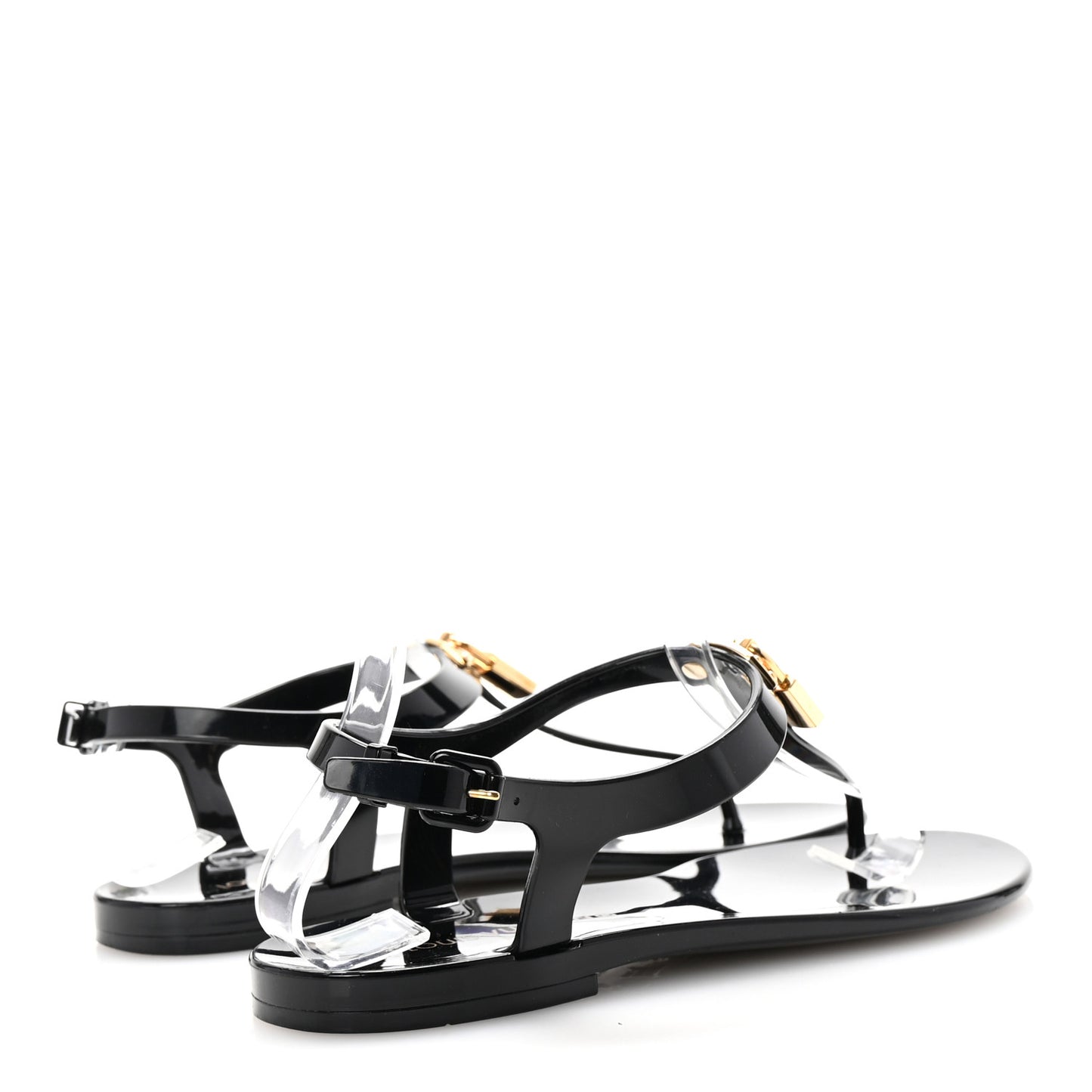 Rubber Bikini Thong Flat Sandals 38 Black