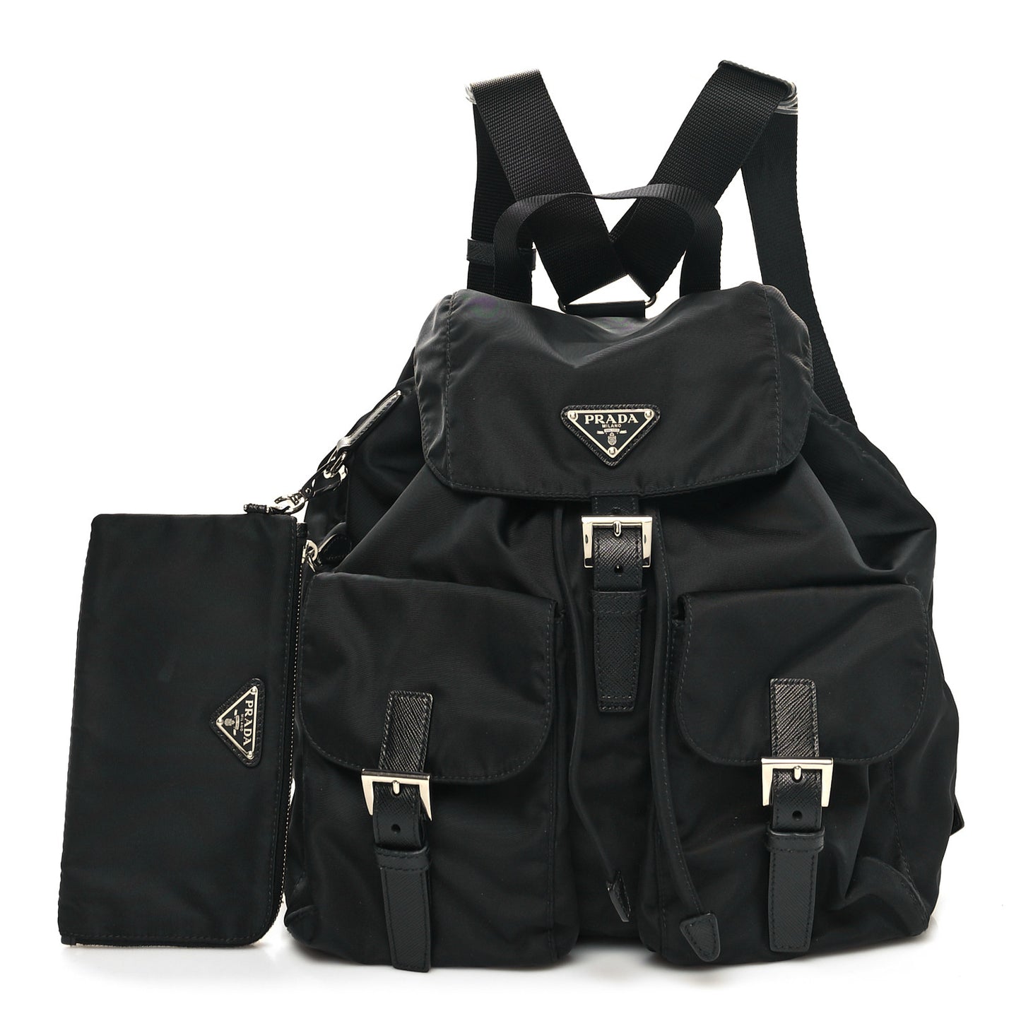 Re-Nylon Saffiano Medium Backpack Black