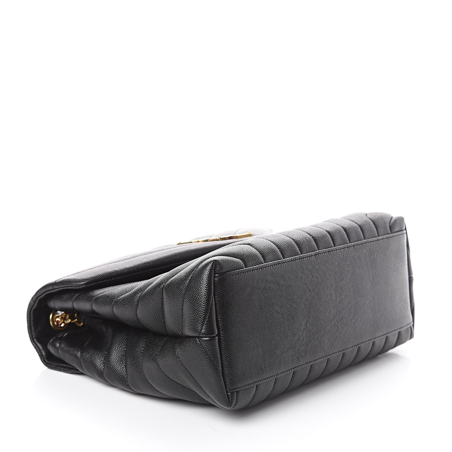 Saint Laurent Grain de Poudre Calfskin Y Quilted Monogram Medium Loulou Chain Satchel Black 3 of 8