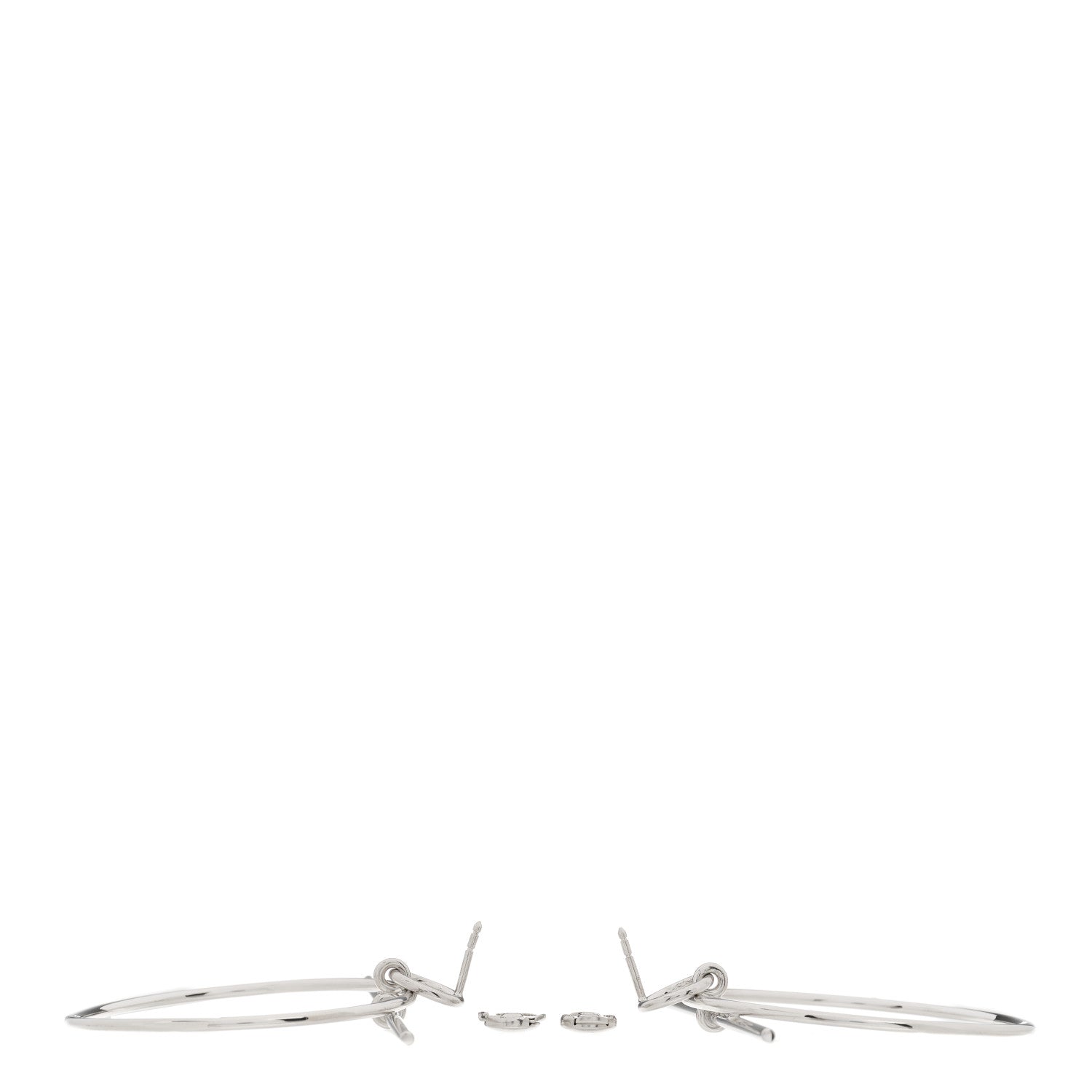 Hermes Sterling Silver MM Loop Earrings 2 of 5