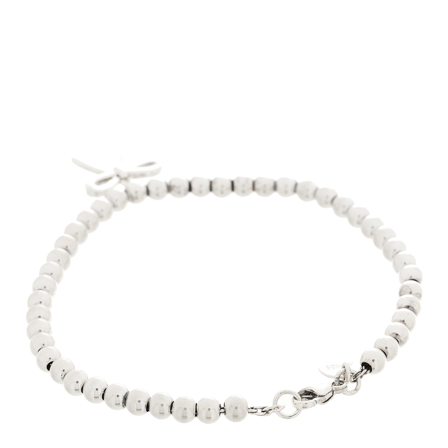 Sterling Silver 4mm Bow Bead Bracelet