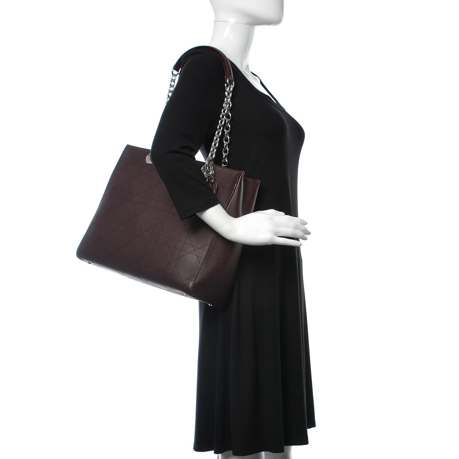 Christian Dior Grained Calfskin Cannage Medium Ultradior Tote Bordeaux 2 of 9
