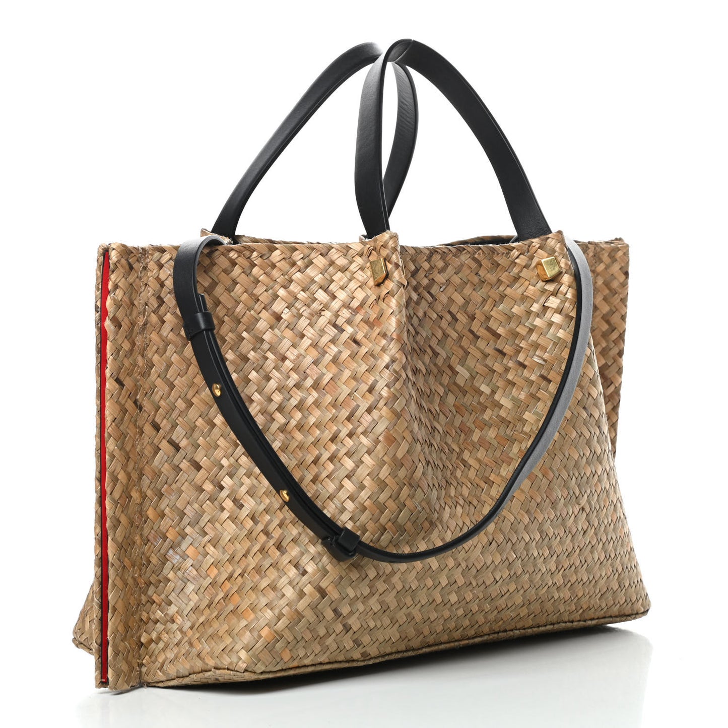 Raffia Medium Vlogo Escape Shopper Natural Black Rouge