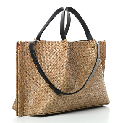 Valentino Garavani Raffia Medium Vlogo Escape Shopper Natural Black Rouge 4 of 12