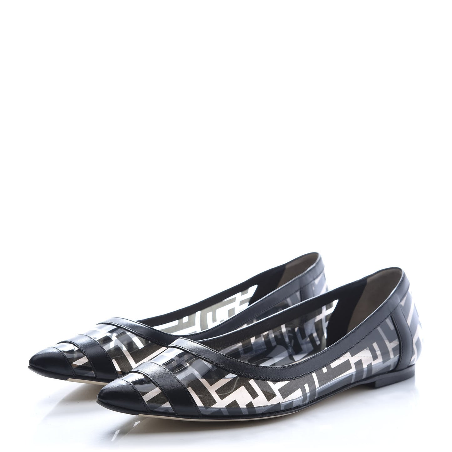 PVC Calfskin FF Colibri Ballerina Flats 40 Black