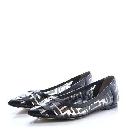 Fendi PVC Calfskin FF Colibri Ballerina Flats 40 Black 3 of 8