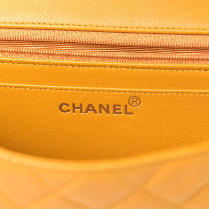 Chanel Lambskin Quilted Flap Clutch Yellow 6 of 12