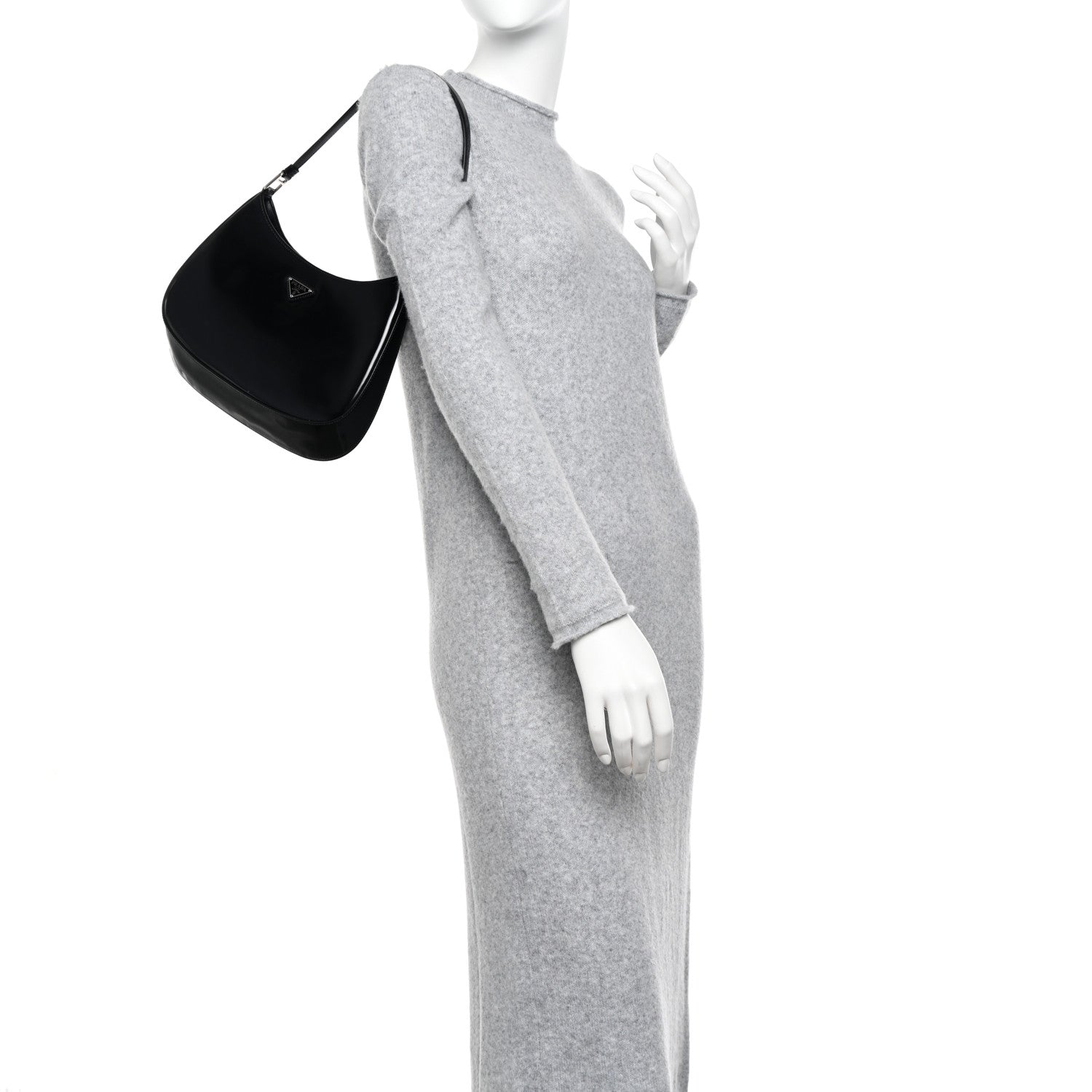 Prada Spazzolato Cleo Shoulder Bag Black 3 of 11