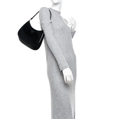 Prada Spazzolato Cleo Shoulder Bag Black 3 of 11