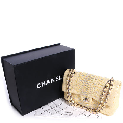Chanel Python Beaded Medium Double Flap Light Yellow 5 of 11