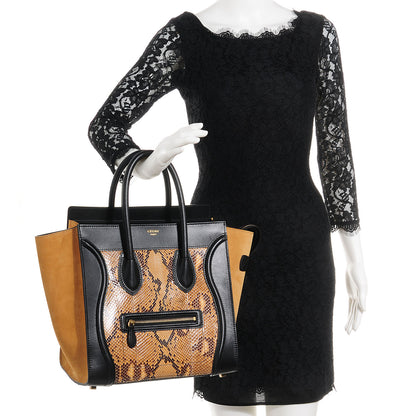 Celine Python Nubuck Mini Luggage Honey 2 of 9