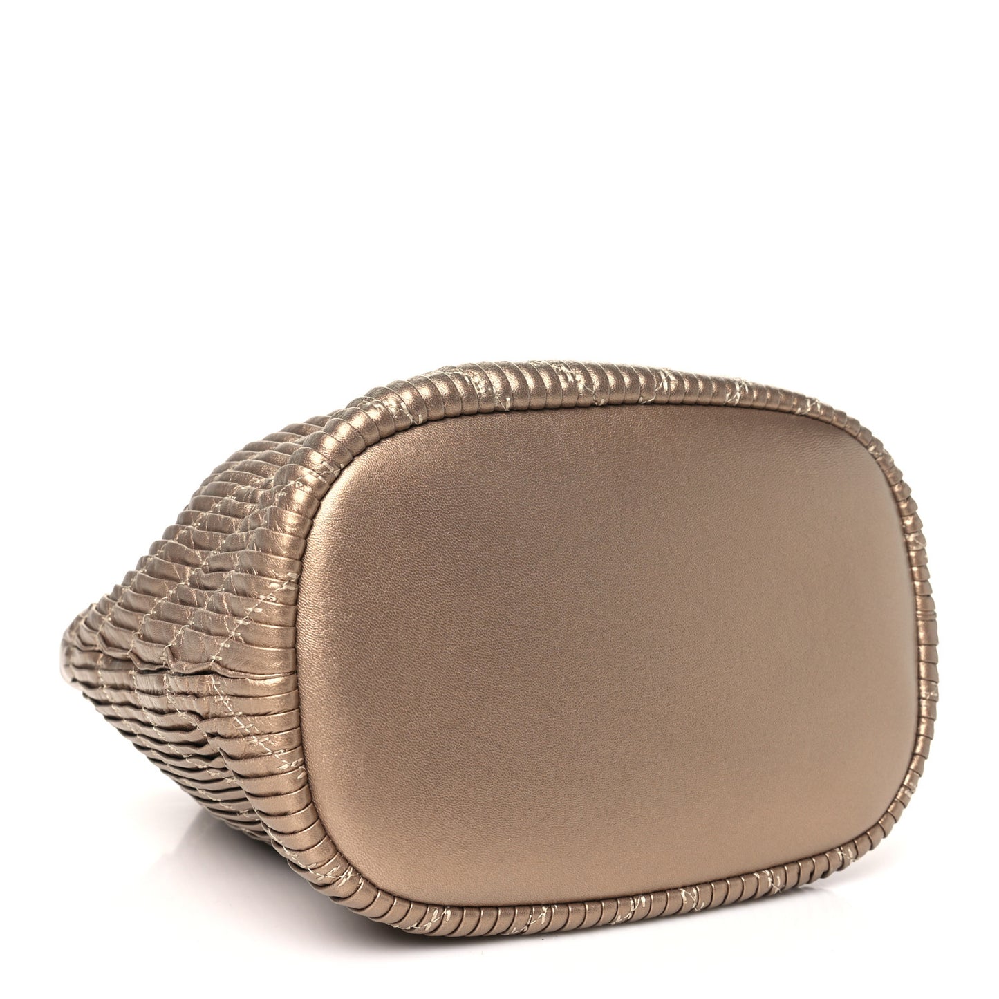 Metallic Lambskin Coco Pleats Drawstring Bag Gold