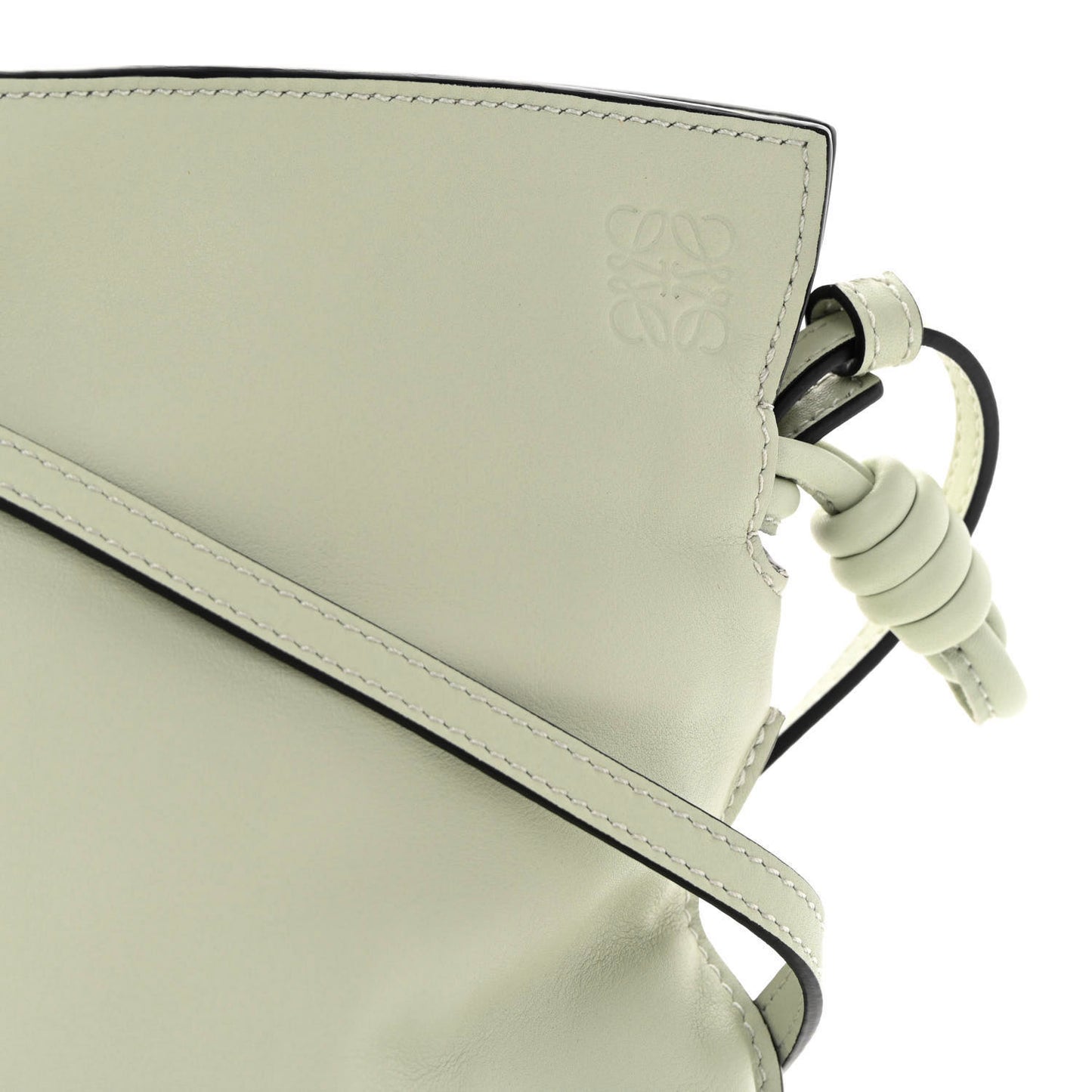 Calfskin Mini Flamenco Knot Clutch Light Celadon