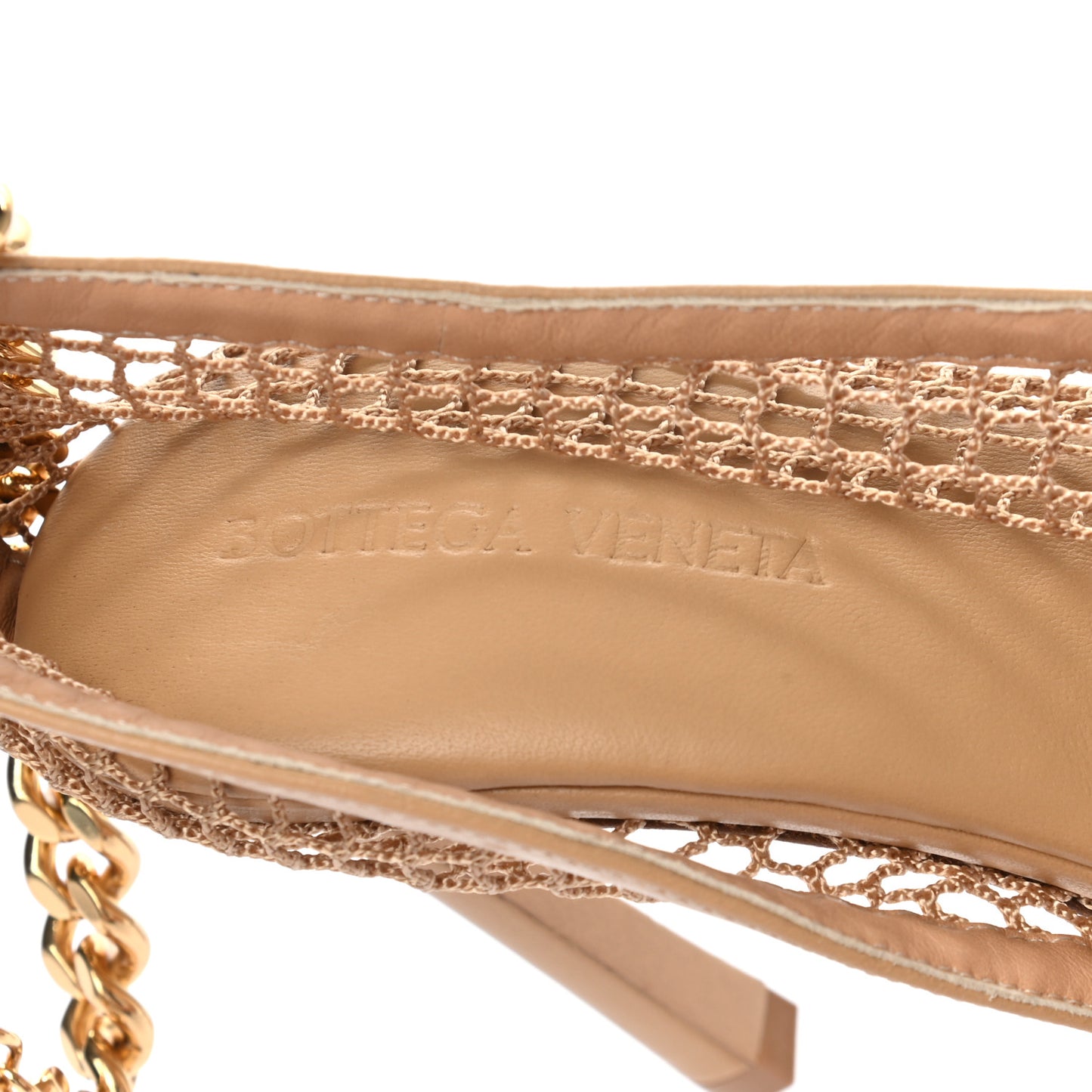 Mesh Nappa Chunky Chain Sandals 36.5 Beige Pony