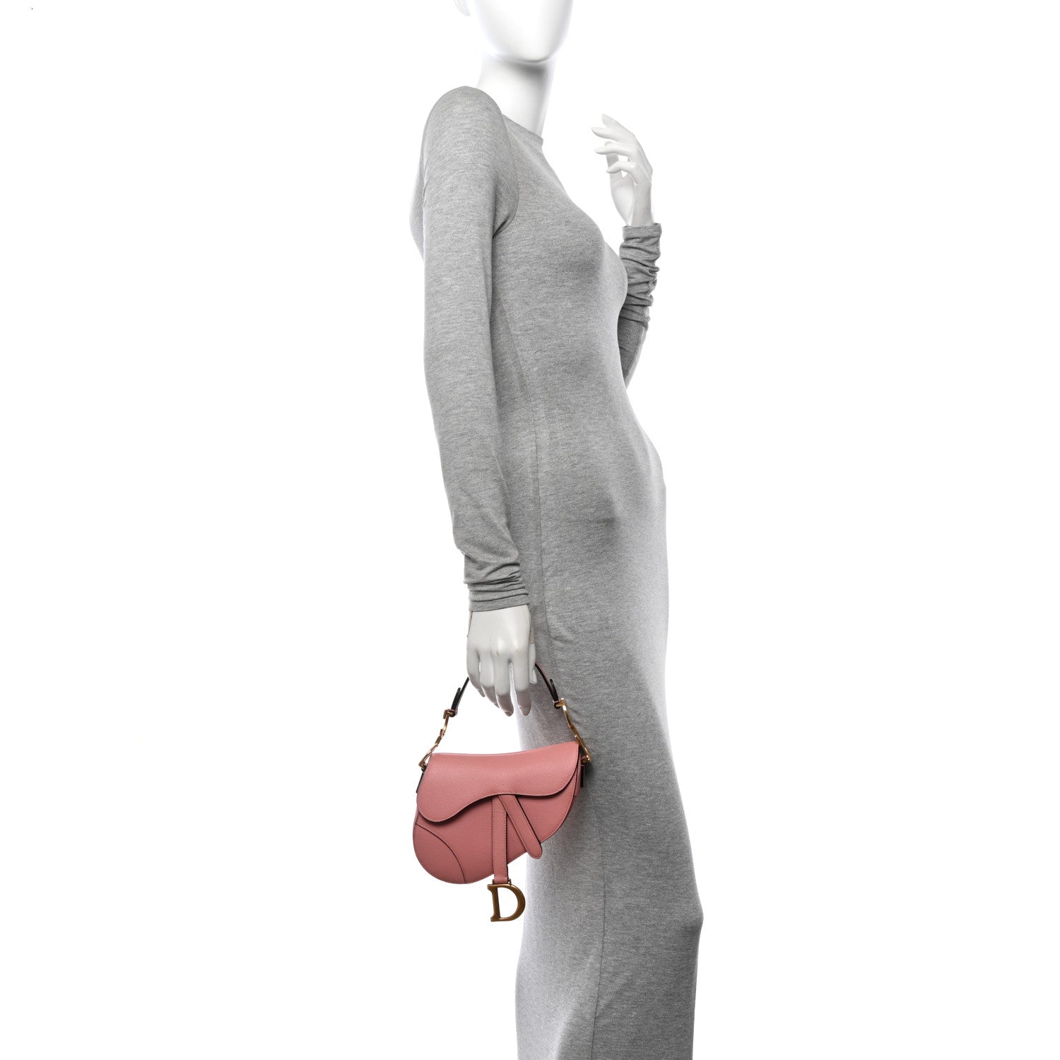 Christian Dior Grained Calfskin Mini Saddle Bag Pink 2 of 10
