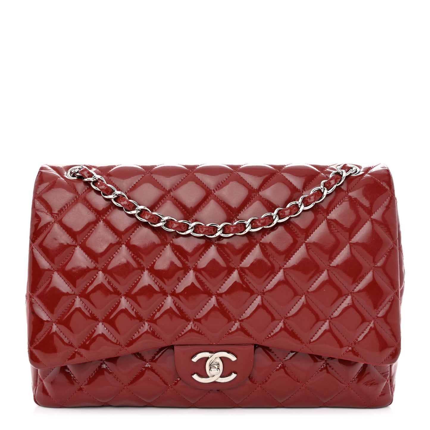 Patent Quilted Maxi Double Flap Red