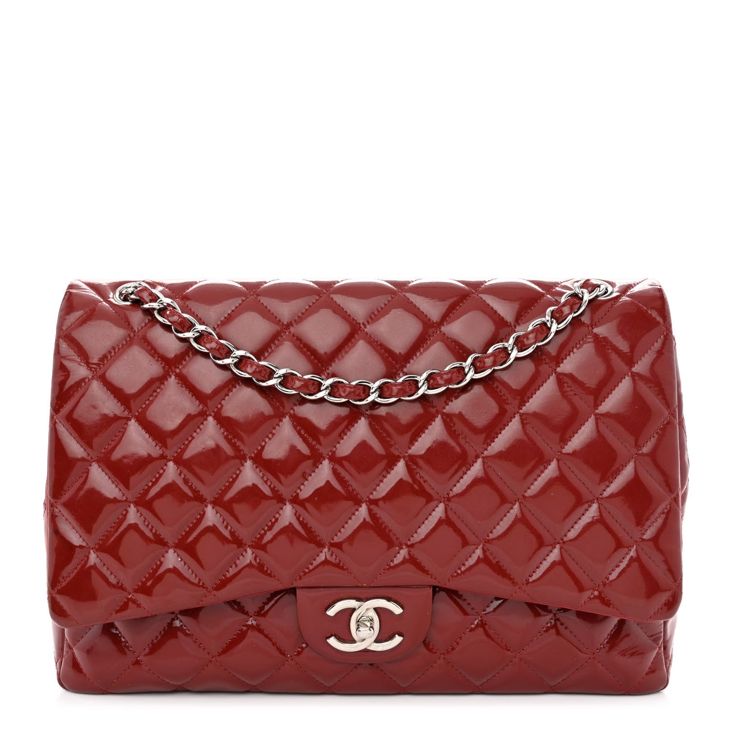 Chanel Patent Quilted Maxi Double Flap Red 1 of 16