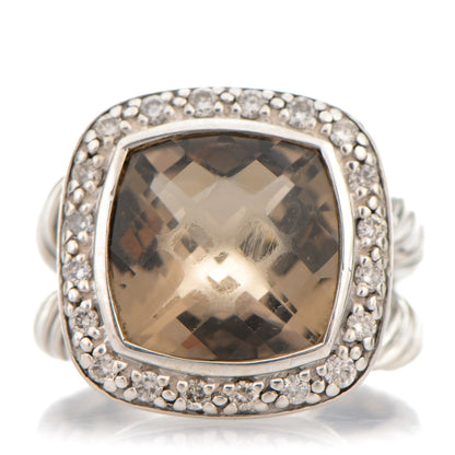 David Yurman Sterling Silver Diamond Smoky Quartz 11mm Albion Ring 47 4 1 of 5