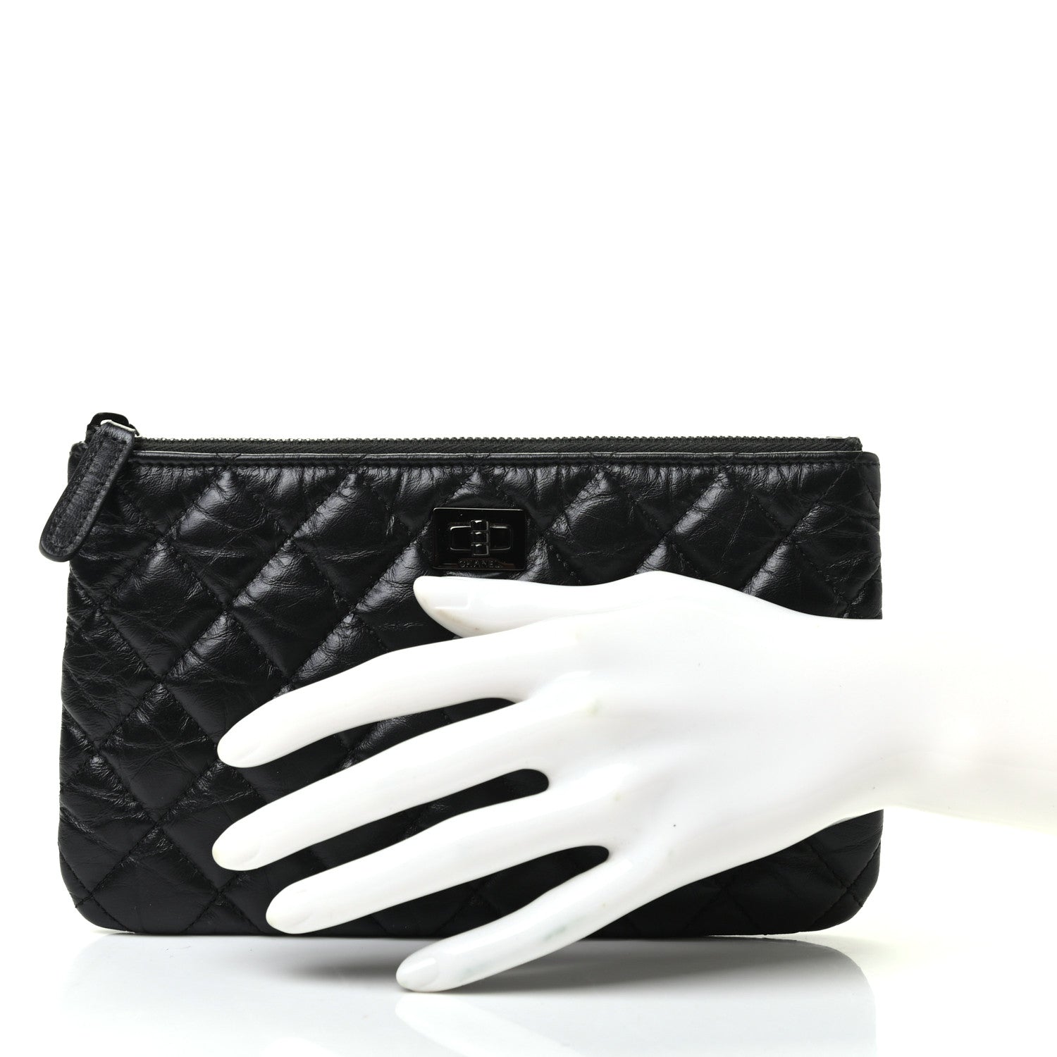 Chanel Aged Calfskin Quilted Medium Reissue Cosmetic Case So Black 2 of 7