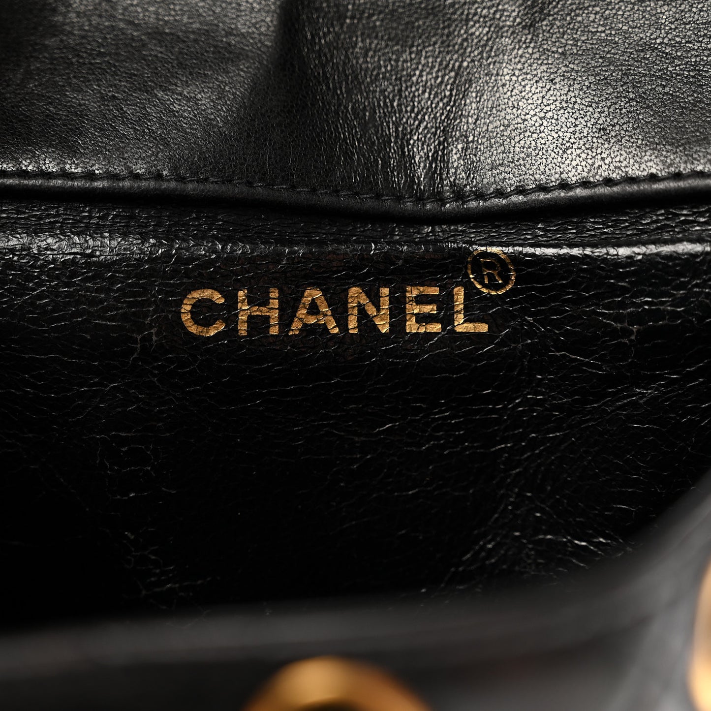 Lambskin Quilted Drawstring Backpack Black