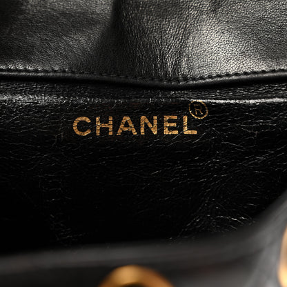 Chanel Lambskin Quilted Drawstring Backpack Black 6 of 12