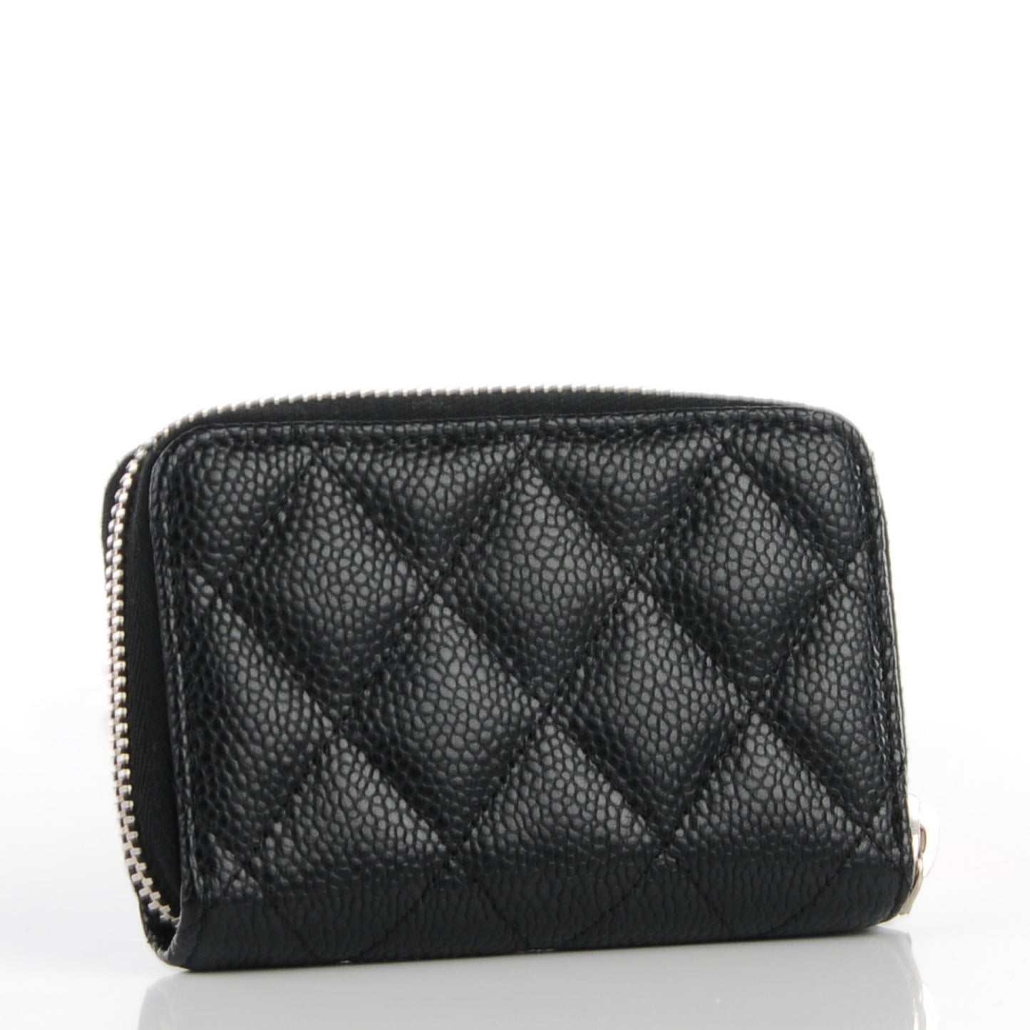 Caviar Quilted Zip Coin Purse Black