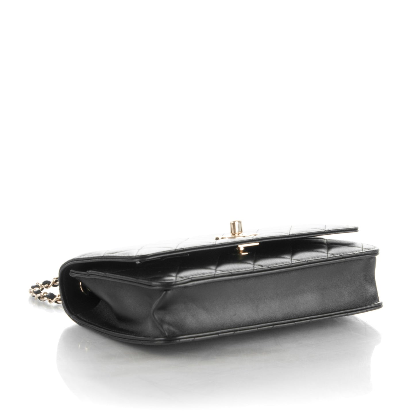 Lambskin Quilted Trendy CC Wallet On Chain WOC Black