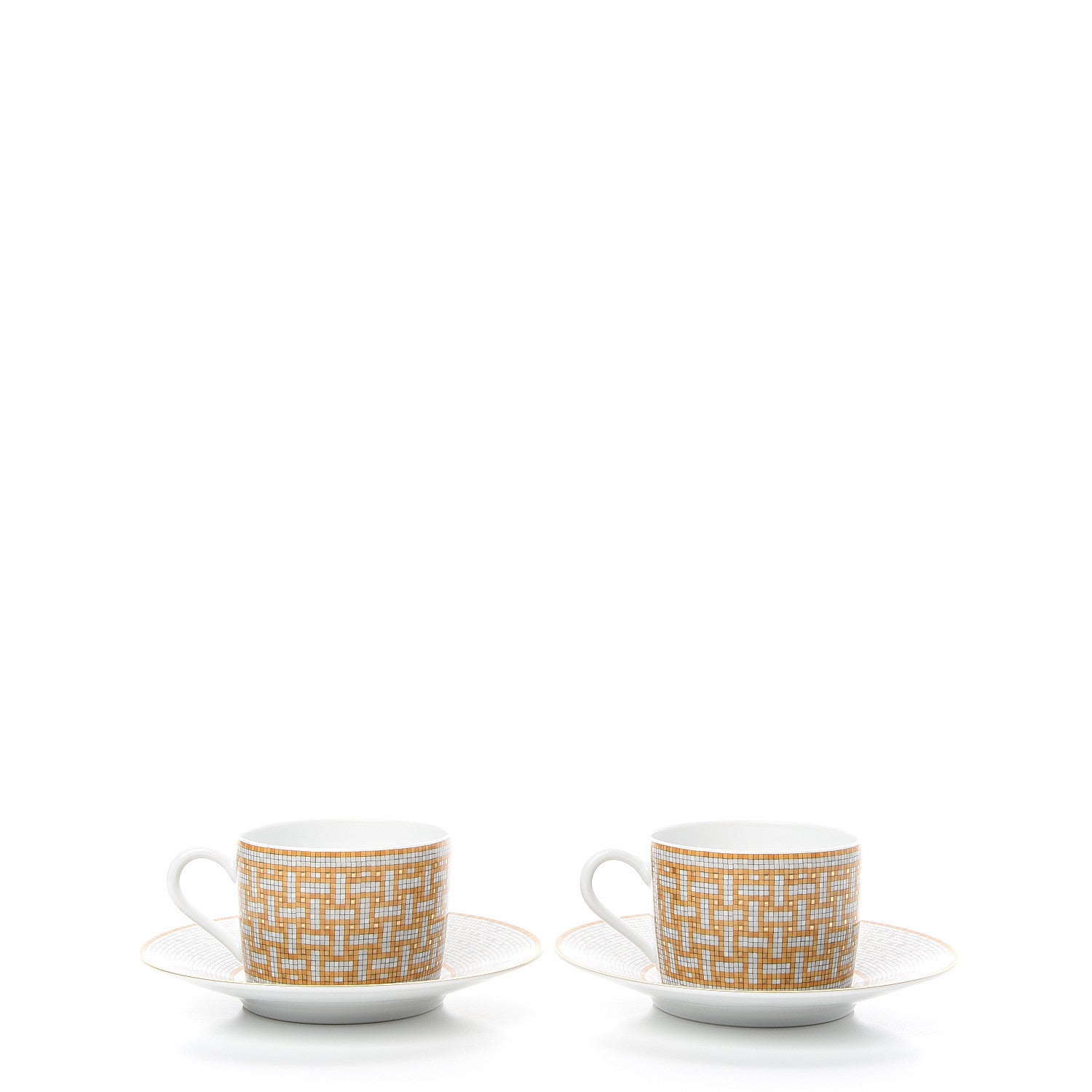 Hermes Porcelain 24 Gold Mosaique Teapot Cup Set Gold 7 of 12