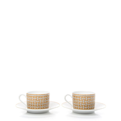 Hermes Porcelain 24 Gold Mosaique Teapot Cup Set Gold 7 of 12