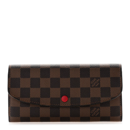 Louis Vuitton Damier Ebene Emilie Wallet Red 1 of 10